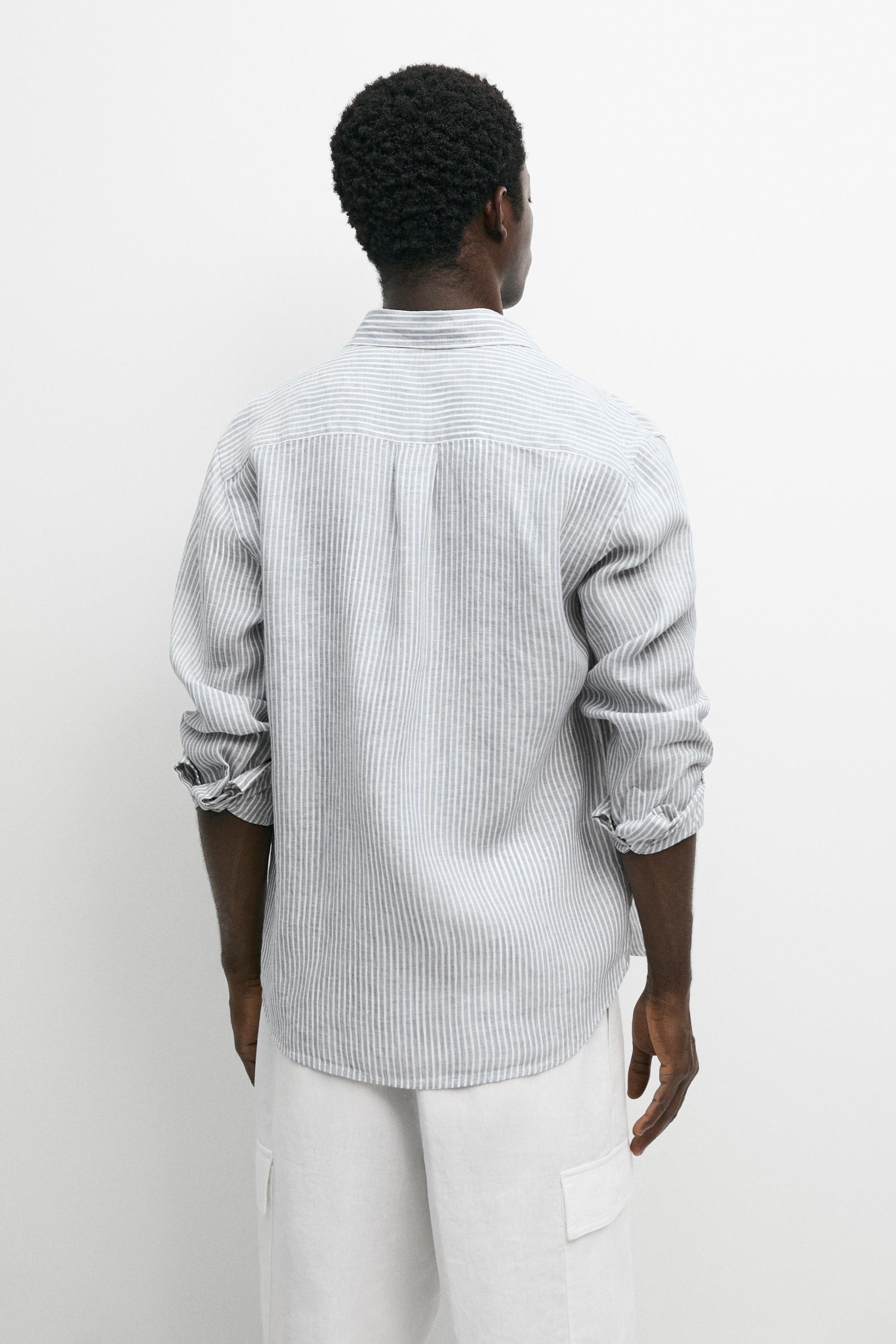 100% linen striped shirt